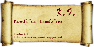 Kovács Izméne névjegykártya